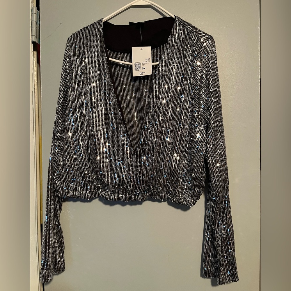Forever 21 Silver Sequin Blouse